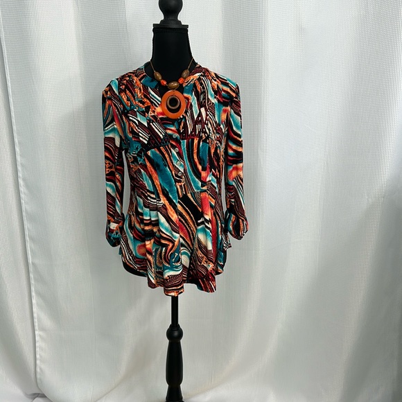 New Directions Vibrant Multicolor Blouse - Picture 1 of 9